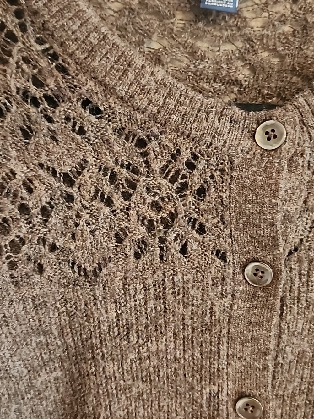 American Eagle Outfitters Brown Lace-Yoke Button-Up Cardigan - Picture 2 of 12